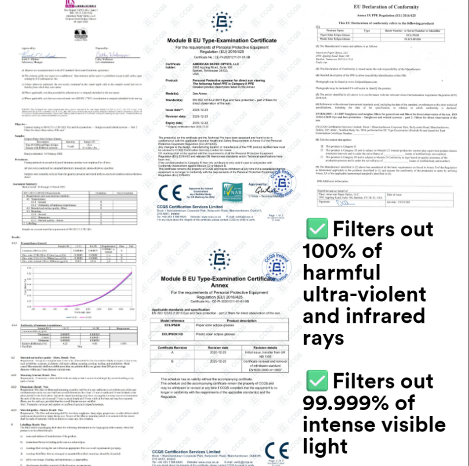 Solar Eclipse Glasses ISO & CE Certified | European Total Solar Eclipse 12 August 2026 | Up to 70% Bulk Discounts | Ships from EU | Safe For Adults and Kids